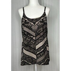 CAbi Womens S Monaco Lace Print Adjustable Spaghetti Strap Long Tunic Mini Dress